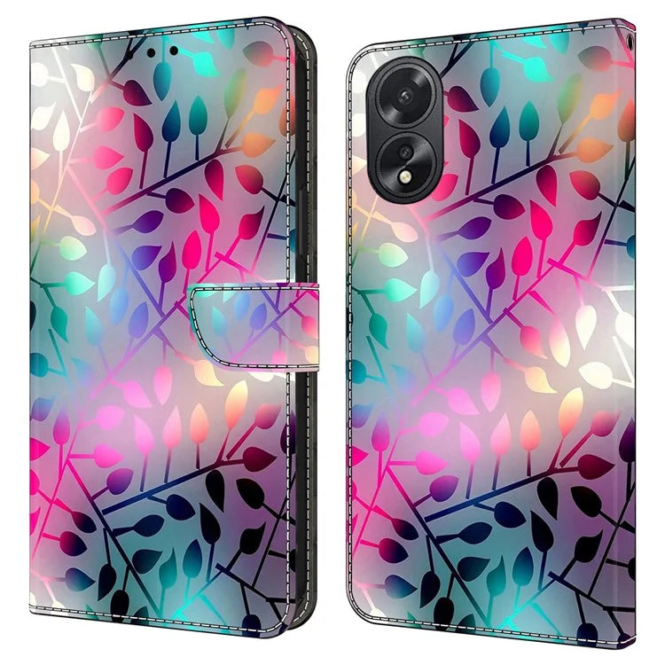 For Oppo A38 4G / A18 4G Leather Phone Case 3D Pattern Magnetic Closure Folio Cover