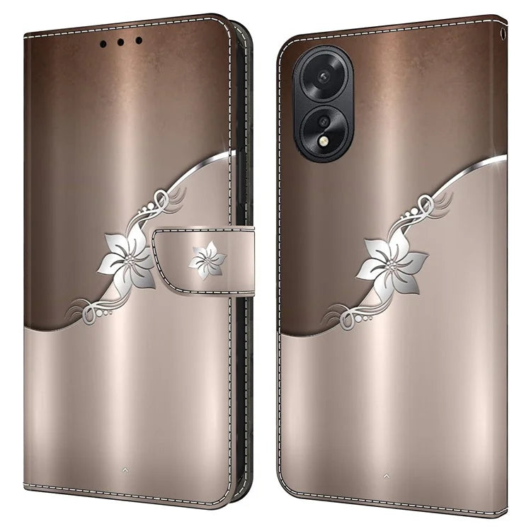 For Oppo A38 4G / A18 4G Leather Phone Case 3D Pattern Magnetic Closure Folio Cover