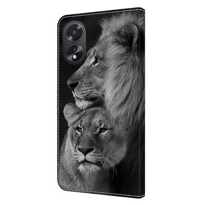 For Oppo A38 4G / A18 4G Leather Phone Case 3D Pattern Magnetic Closure Folio Cover