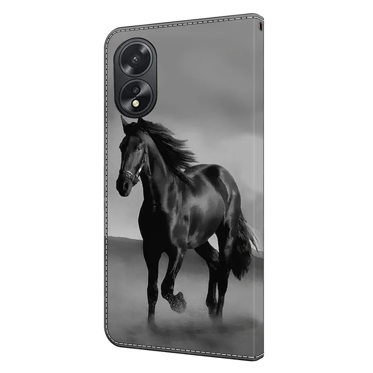 For Oppo A38 4G / A18 4G Leather Phone Case 3D Pattern Magnetic Closure Folio Cover