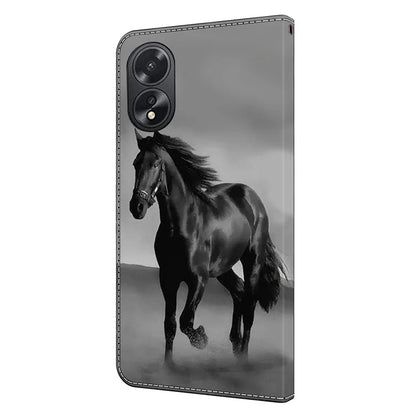 For Oppo A38 4G / A18 4G Leather Phone Case 3D Pattern Magnetic Closure Folio Cover