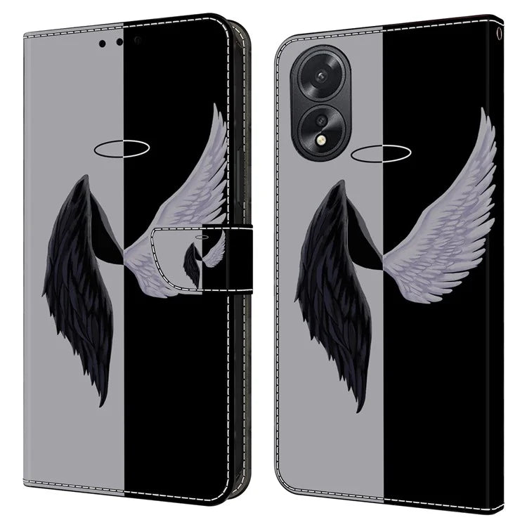 For Oppo A38 4G / A18 4G Leather Phone Case 3D Pattern Magnetic Closure Folio Cover