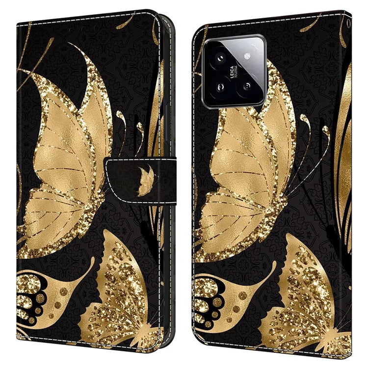 For Xiaomi 14 Wallet Case 3D Pattern PU Leather Stand Phone Cover