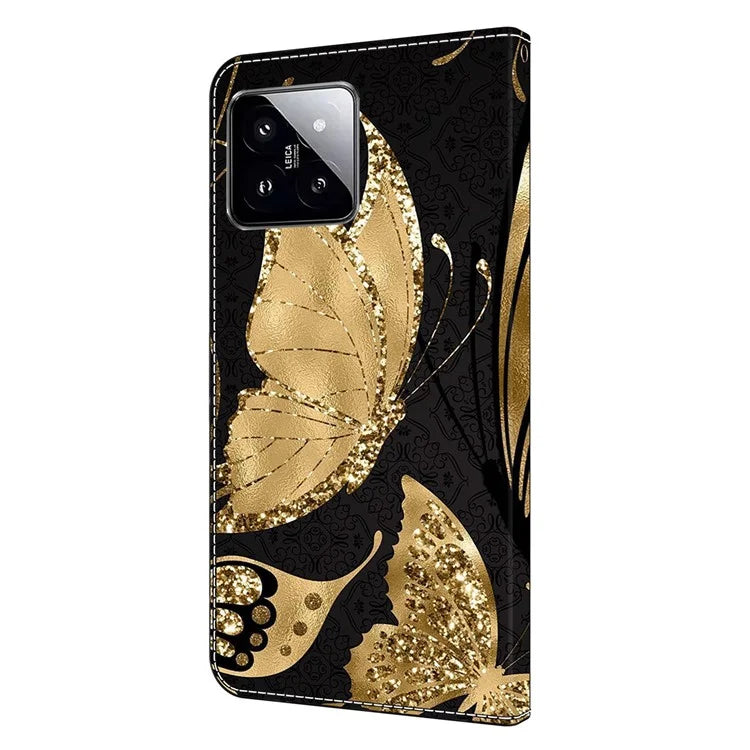 For Xiaomi 14 Wallet Case 3D Pattern PU Leather Stand Phone Cover