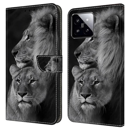 For Xiaomi 14 Wallet Case 3D Pattern PU Leather Stand Phone Cover