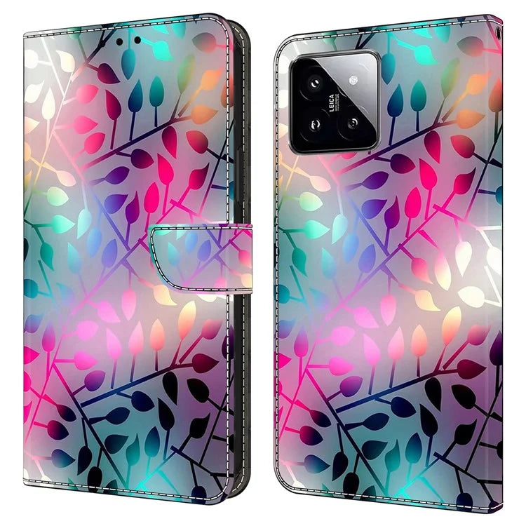 For Xiaomi 14 Wallet Case 3D Pattern PU Leather Stand Phone Cover