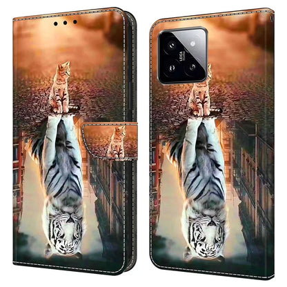 For Xiaomi 14 Wallet Case 3D Pattern PU Leather Stand Phone Cover