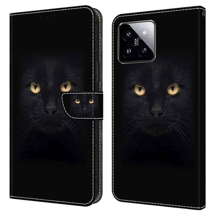 For Xiaomi 14 Wallet Case 3D Pattern PU Leather Stand Phone Cover