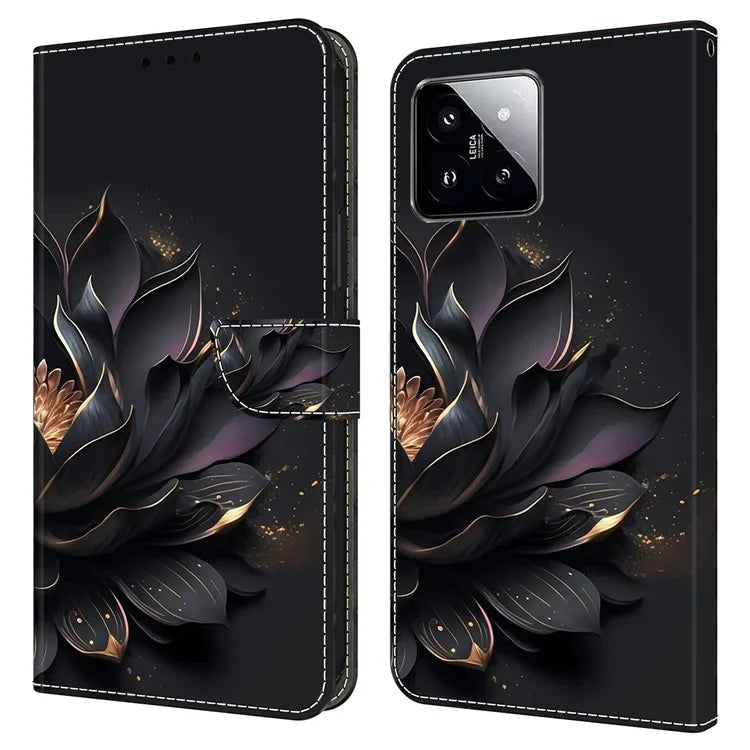 For Xiaomi 14 Wallet Case 3D Pattern PU Leather Stand Phone Cover