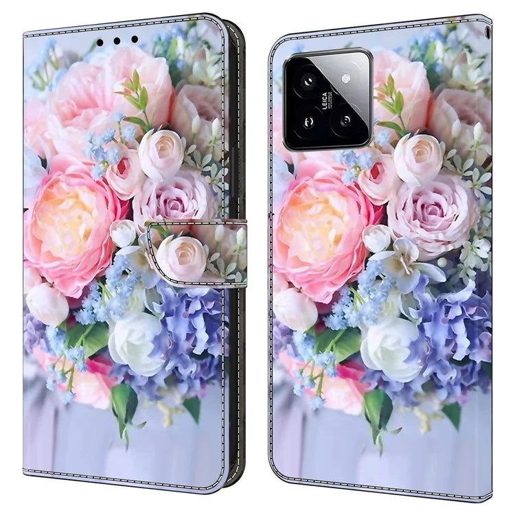 For Xiaomi 14 Wallet Case 3D Pattern PU Leather Stand Phone Cover