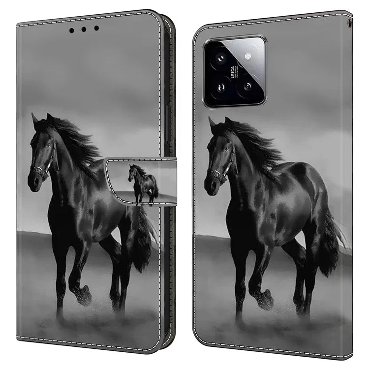 For Xiaomi 14 Wallet Case 3D Pattern PU Leather Stand Phone Cover