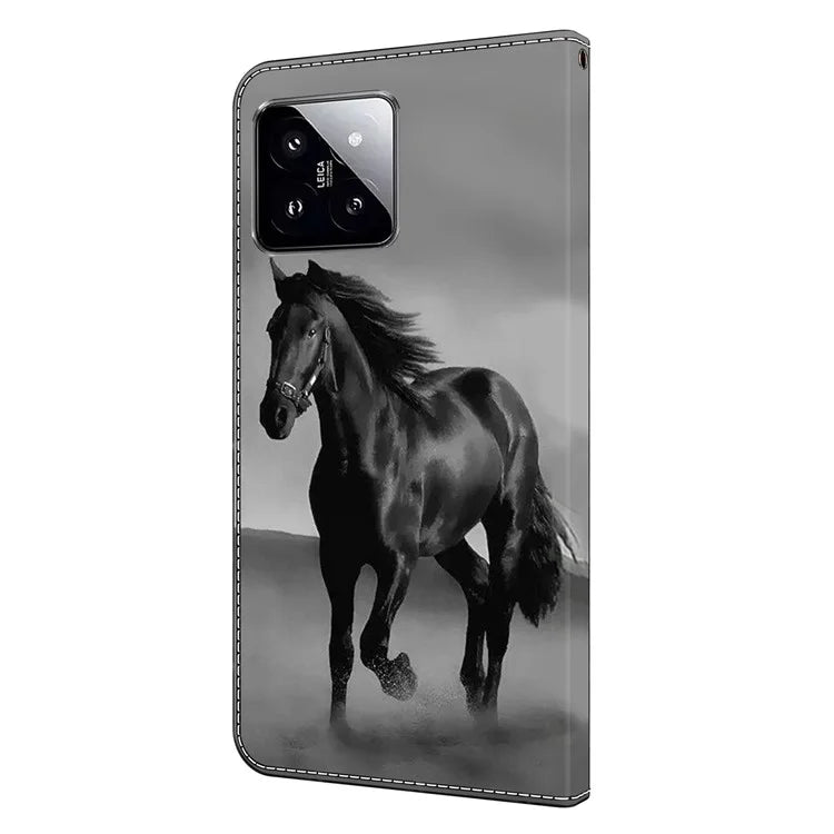 For Xiaomi 14 Wallet Case 3D Pattern PU Leather Stand Phone Cover