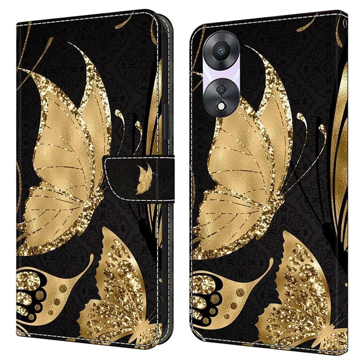 For Oppo A58 5G / A78 5G Phone Case 3D Pattern PU Leather Protective Flip Cover