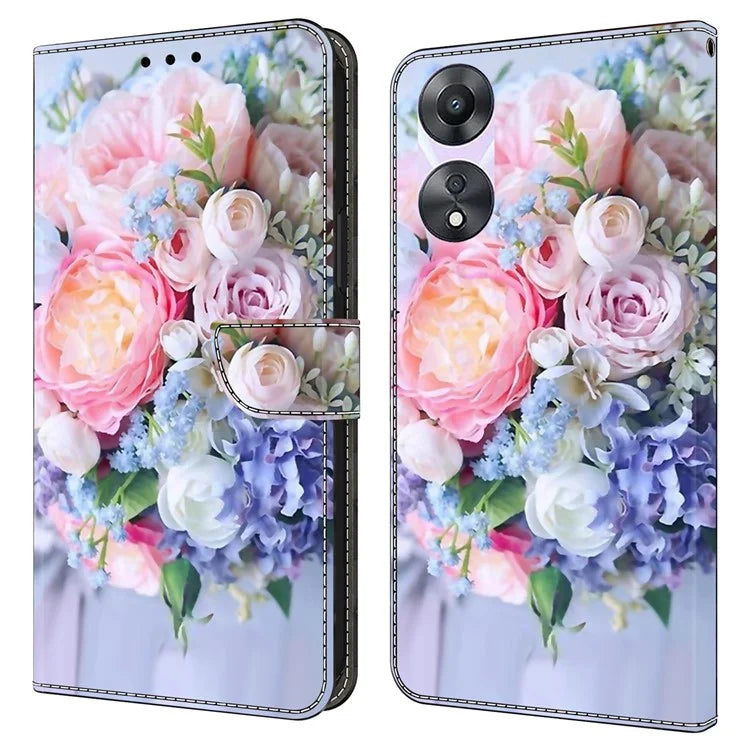 For Oppo A58 5G / A78 5G Phone Case 3D Pattern PU Leather Protective Flip Cover
