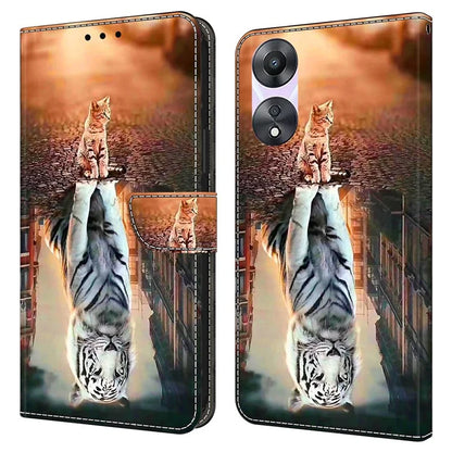 For Oppo A58 5G / A78 5G Phone Case 3D Pattern PU Leather Protective Flip Cover