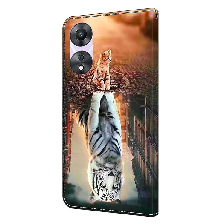 For Oppo A58 5G / A78 5G Phone Case 3D Pattern PU Leather Protective Flip Cover
