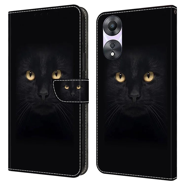 For Oppo A58 5G / A78 5G Phone Case 3D Pattern PU Leather Protective Flip Cover