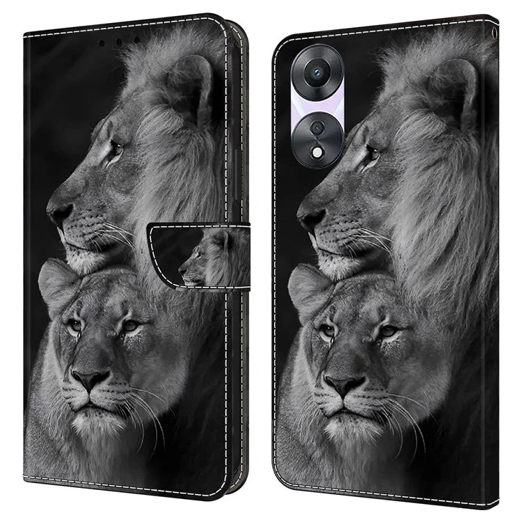 For Oppo A58 5G / A78 5G Phone Case 3D Pattern PU Leather Protective Flip Cover