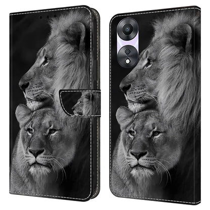 For Oppo A58 5G / A78 5G Phone Case 3D Pattern PU Leather Protective Flip Cover