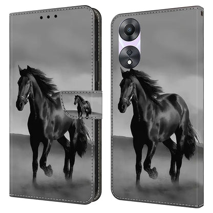 For Oppo A58 5G / A78 5G Phone Case 3D Pattern PU Leather Protective Flip Cover
