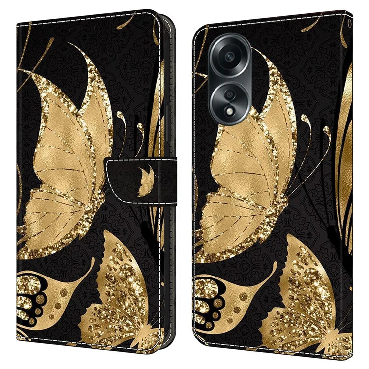 For Oppo A58 4G Flip Phone Case 3D Pattern Printed PU Leather Shockproof Cover