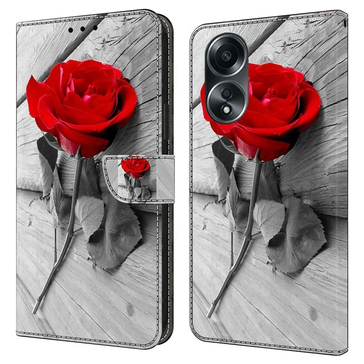 For Oppo A58 4G Flip Phone Case 3D Pattern Printed PU Leather Shockproof Cover