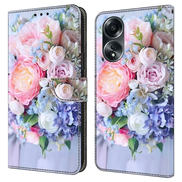 For Oppo A58 4G Flip Phone Case 3D Pattern Printed PU Leather Shockproof Cover