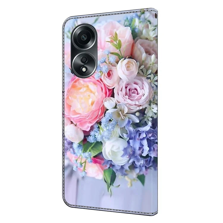 For Oppo A58 4G Flip Phone Case 3D Pattern Printed PU Leather Shockproof Cover