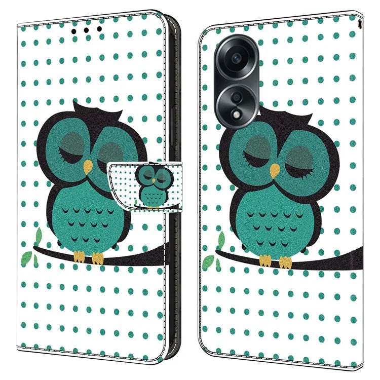For Oppo A58 4G Flip Phone Case 3D Pattern Printed PU Leather Shockproof Cover