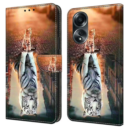 For Oppo A58 4G Flip Phone Case 3D Pattern Printed PU Leather Shockproof Cover