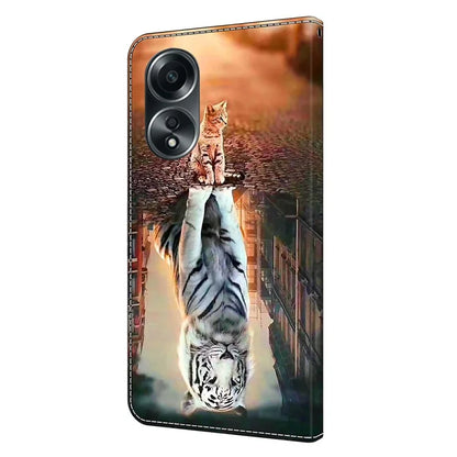 For Oppo A58 4G Flip Phone Case 3D Pattern Printed PU Leather Shockproof Cover