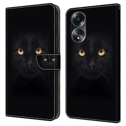 For Oppo A58 4G Flip Phone Case 3D Pattern Printed PU Leather Shockproof Cover