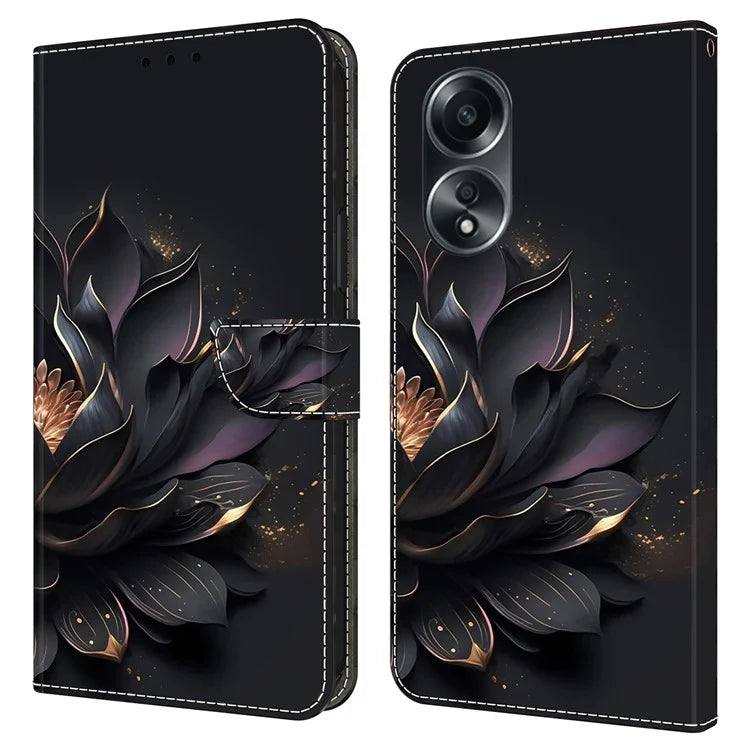 For Oppo A58 4G Flip Phone Case 3D Pattern Printed PU Leather Shockproof Cover