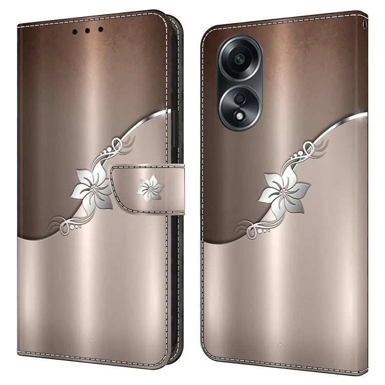 For Oppo A58 4G Flip Phone Case 3D Pattern Printed PU Leather Shockproof Cover