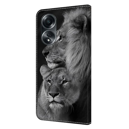 For Oppo A58 4G Flip Phone Case 3D Pattern Printed PU Leather Shockproof Cover