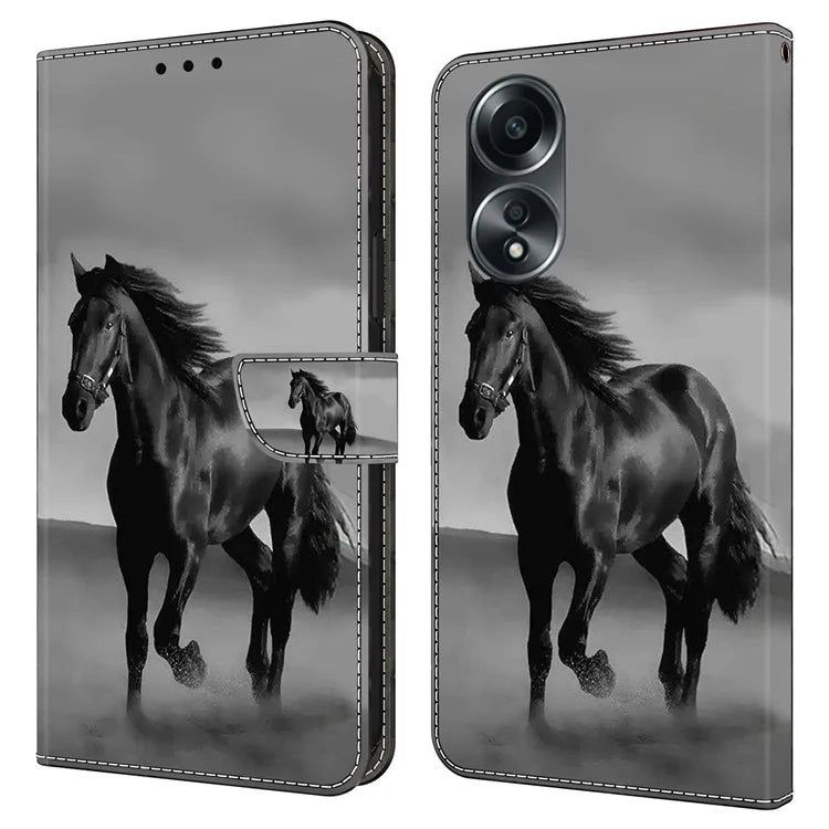 For Oppo A58 4G Flip Phone Case 3D Pattern Printed PU Leather Shockproof Cover