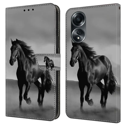 For Oppo A58 4G Flip Phone Case 3D Pattern Printed PU Leather Shockproof Cover