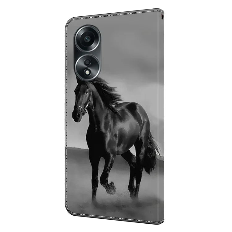 For Oppo A58 4G Flip Phone Case 3D Pattern Printed PU Leather Shockproof Cover