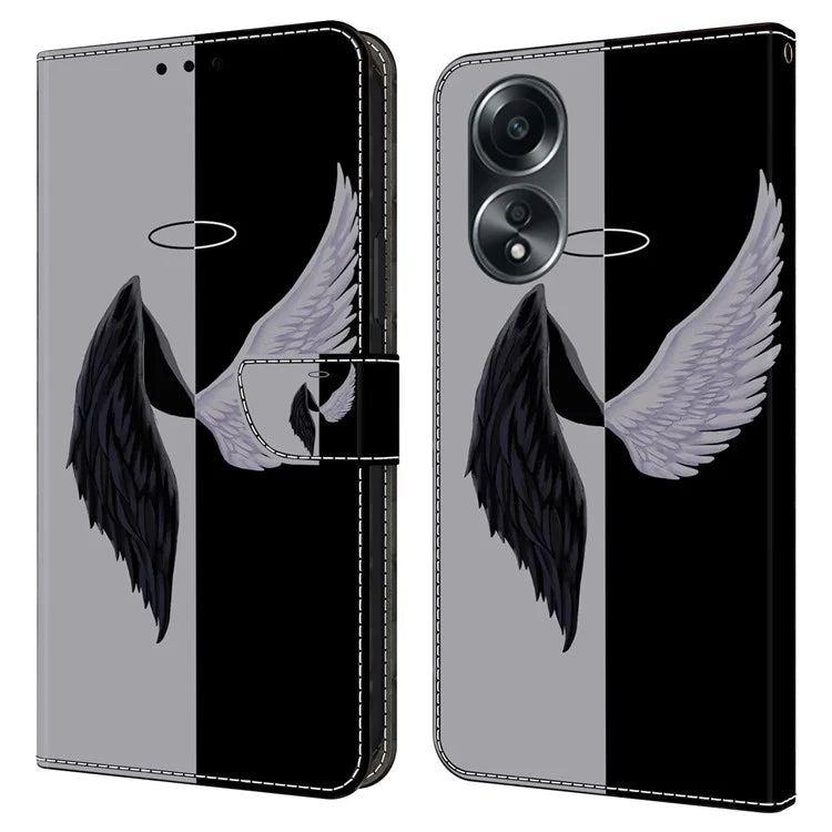 For Oppo A58 4G Flip Phone Case 3D Pattern Printed PU Leather Shockproof Cover