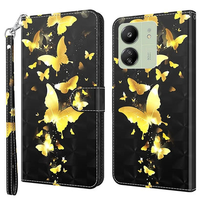 For Xiaomi Redmi 13C 4G / Poco C65 4G Phone Case PU Leather 3D Pattern Stand Cover