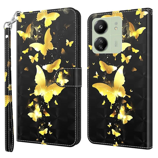 For Xiaomi Redmi 13C 4G / Poco C65 4G Phone Case PU Leather 3D Pattern Stand Cover