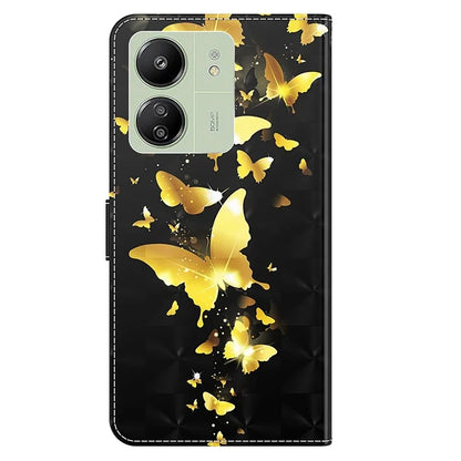 For Xiaomi Redmi 13C 4G / Poco C65 4G Phone Case PU Leather 3D Pattern Stand Cover