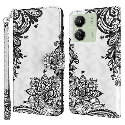 For Xiaomi Redmi 13C 4G / Poco C65 4G Phone Case PU Leather 3D Pattern Stand Cover