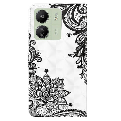 For Xiaomi Redmi 13C 4G / Poco C65 4G Phone Case PU Leather 3D Pattern Stand Cover
