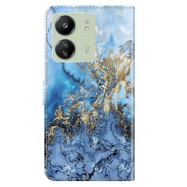 For Xiaomi Redmi 13C 4G / Poco C65 4G Phone Case PU Leather 3D Pattern Stand Cover