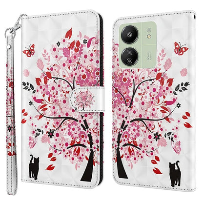 For Xiaomi Redmi 13C 4G / Poco C65 4G Phone Case PU Leather 3D Pattern Stand Cover