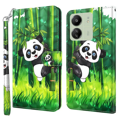 For Xiaomi Redmi 13C 4G / Poco C65 4G Phone Case PU Leather 3D Pattern Stand Cover