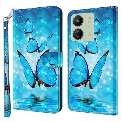 For Xiaomi Redmi 13C 4G / Poco C65 4G Phone Case PU Leather 3D Pattern Stand Cover
