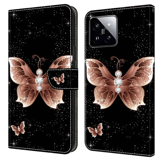For Xiaomi 14 Case 3D Pattern Printing Phone Cover with Wallet Stand