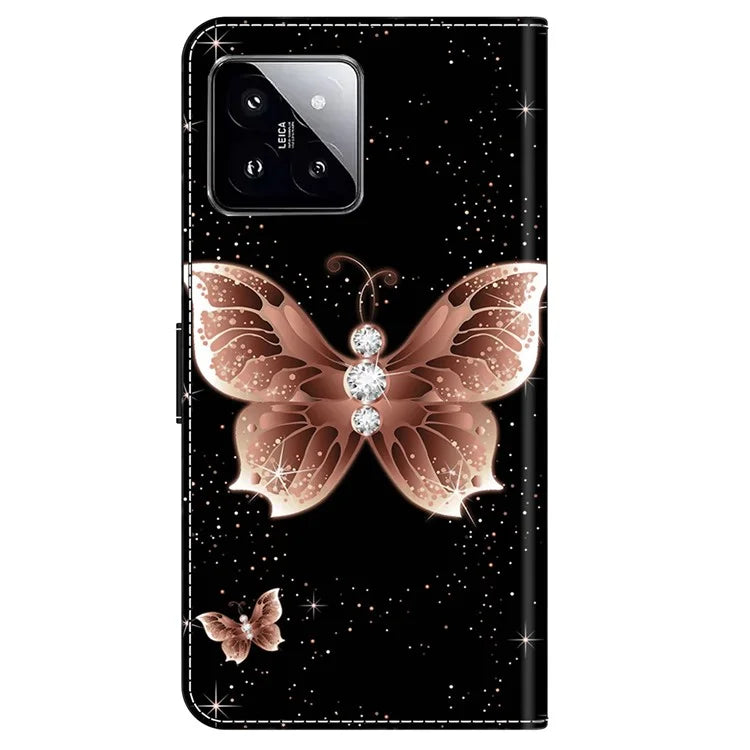 For Xiaomi 14 Case 3D Pattern Printing Phone Cover with Wallet Stand